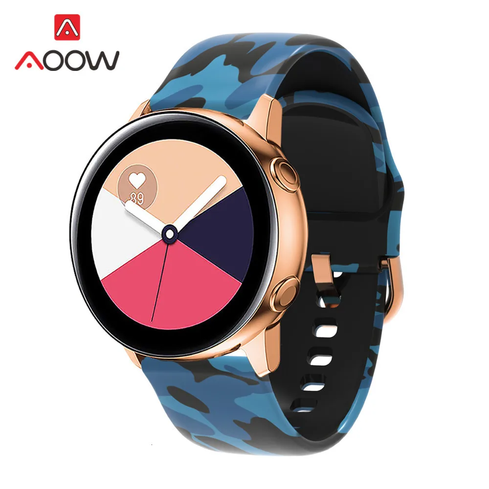 20 мм силиконовый ремешок для часов с принтом для samsung Galaxy Watch Active 42 мм gear Sport S2 Garmin Amazfit браслет ремешок Correa