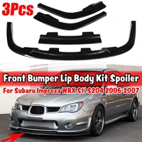 3pcs car front bumper splitter lip spoiler splitter deflector lips cover trim body kit for subaru impreza wrx sti s204 2006 2007