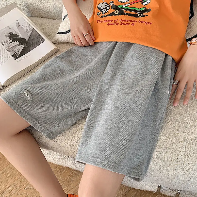 

Black sports shorts women's summer high waist versatile loose 2021 new casual couple wide leg Capris