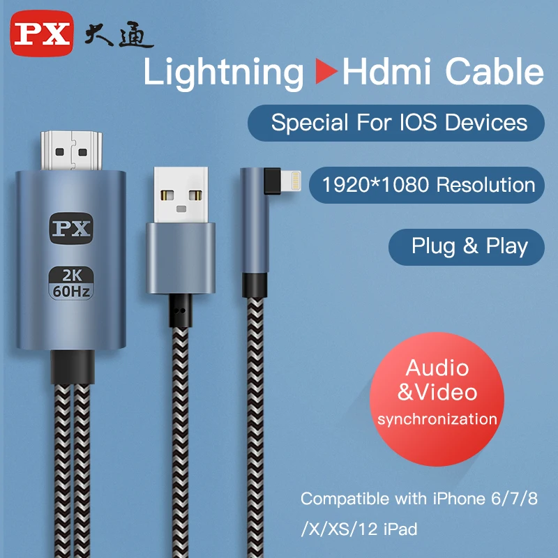 Конвертер PX 1080P с Lightning на Hdmi совместимый Apple Iphone ТВ/проектор цифровой аудио