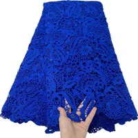 royal blue african lace fabric 2021 high quality french cord lace embroidery nigeria guipure net material for wedding dresses
