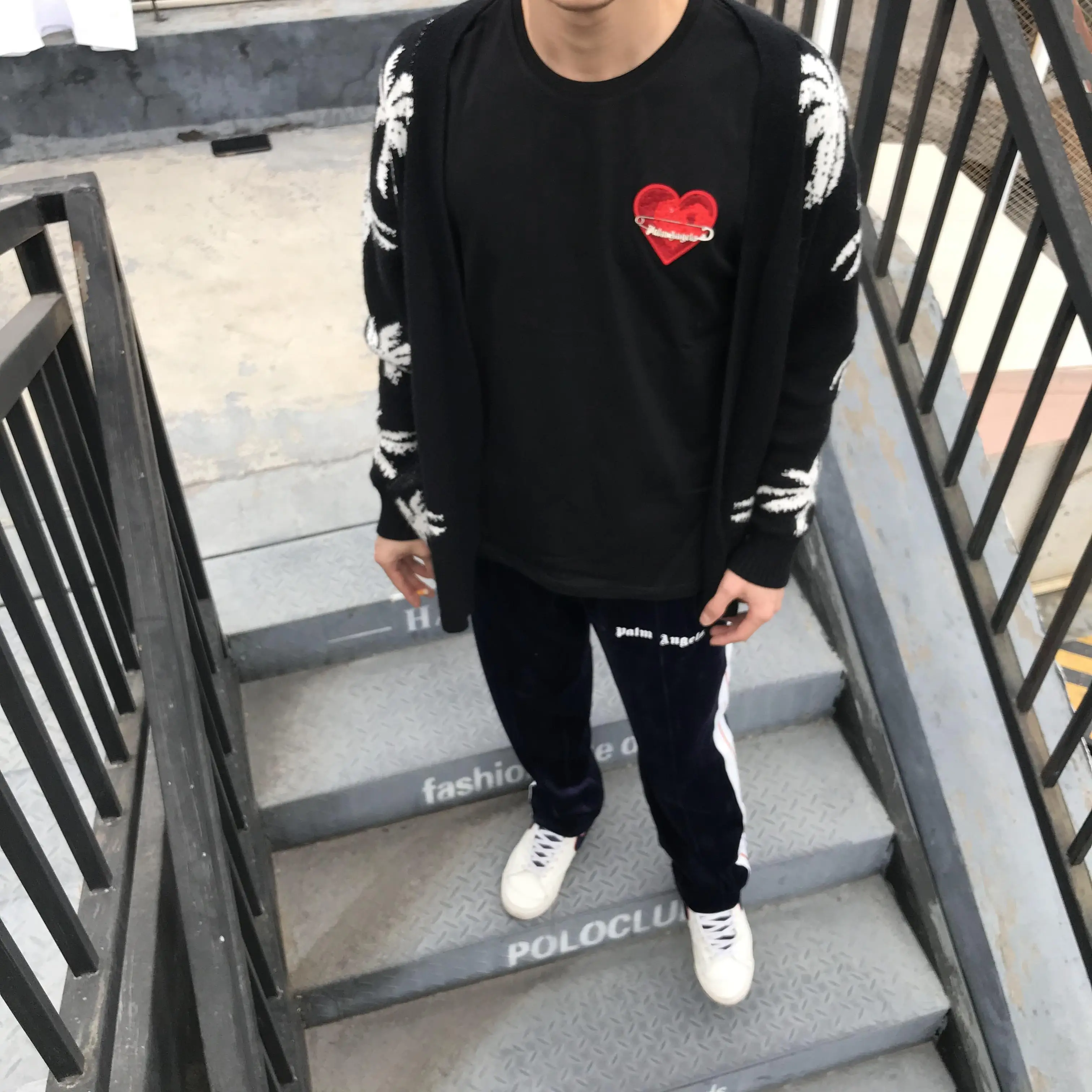 

Palm Angels new trendy brand love letter embroidery pin short-sleeved loose T-shirt for men and women 8558745