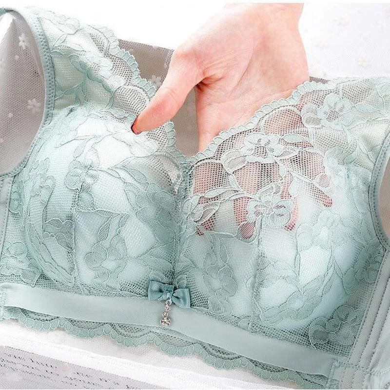 

Sexy Lace Small Chest Gathered Bra New Type Adjustable Top Support No Steel Ring Underwear Lady
