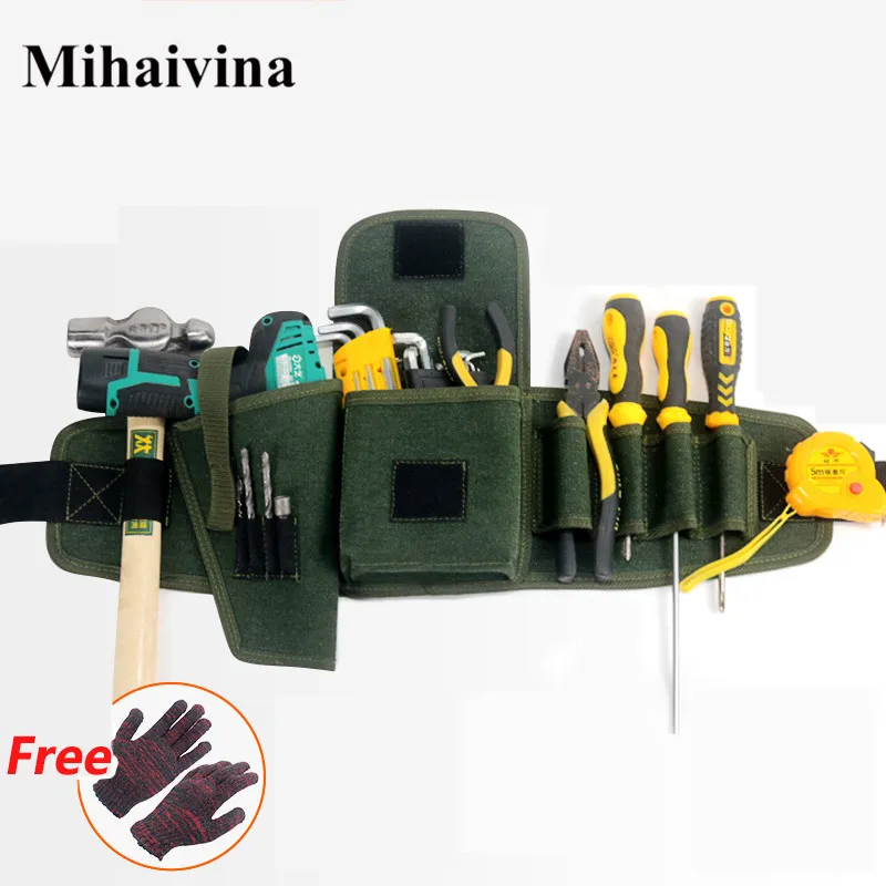 

Mihaivina Multi-pockets Tool Bag Waist Pockets Electrician Tool Bag Carrying Pouch Bag Belt Waist Pocket Case Electric Drill Bag