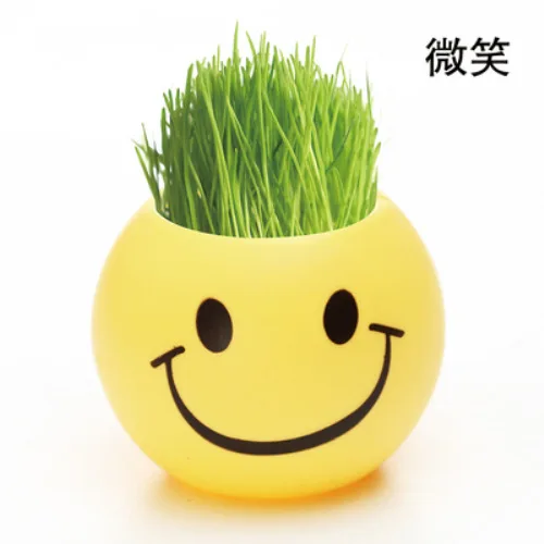 office decor Small grass potted children indoor balcony cute expression long head doll baby pot planters Vase flower |