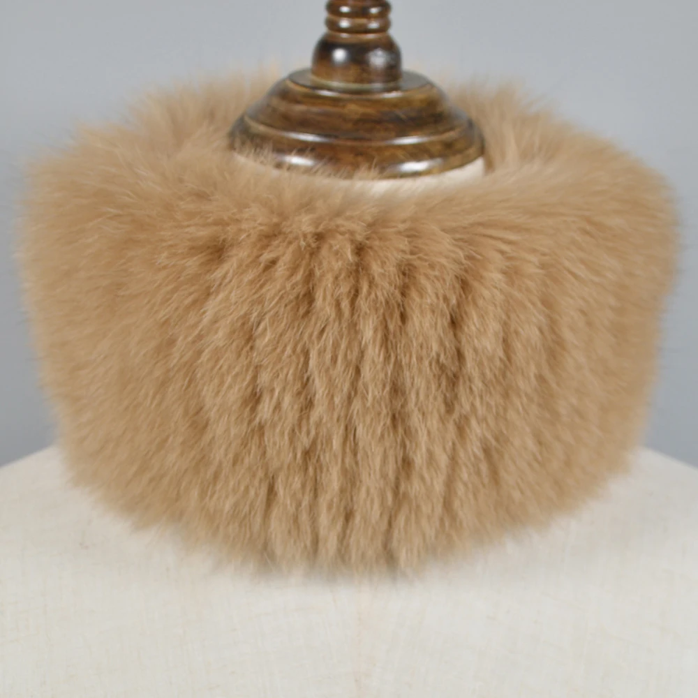 Модный женский шарф из натурального Лисьего меха 2020 теплый мягкий вязаный