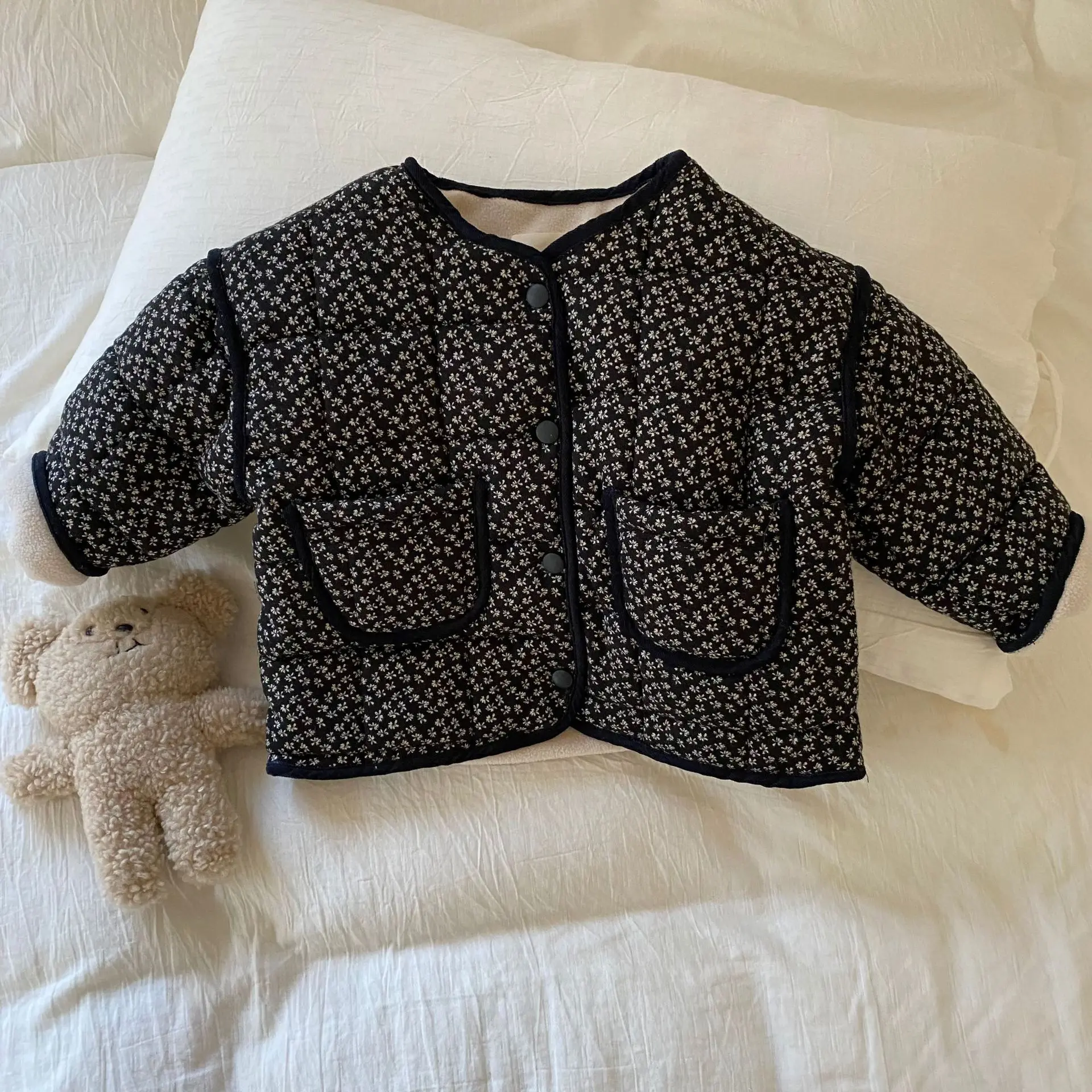 Корейский стиль 2021 новинка зимние детские ретро пальто с хлопковой подкладкой