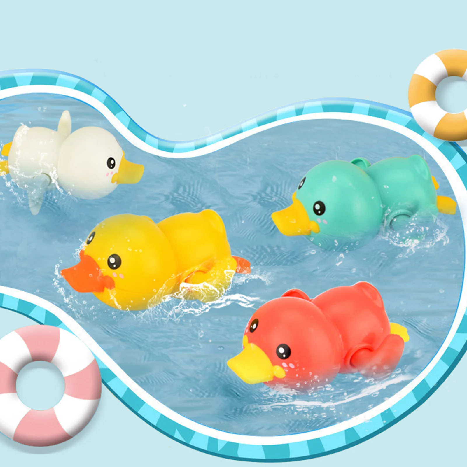 Summer Baby Bath Toys Cute Wind-up Clockwork Duck Swimming Water Playing Toy Bathroom Bathtub Toys For Infant Gift