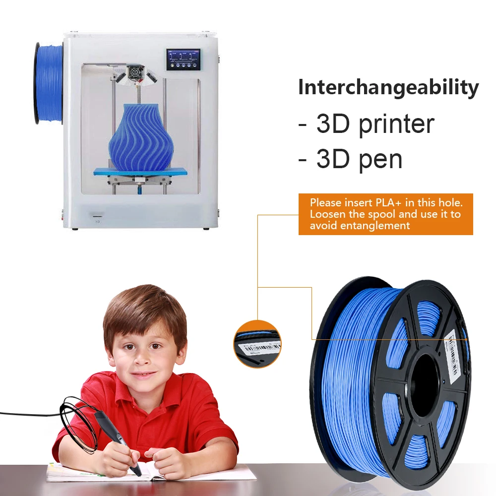 SUNLU PLA плюс 3D-принтеры нити 1,75 мм 1 кг/2.2lb катушки PLA+ ПРИНТЕРЫ нити 3d полиграфические материалы не образующая пузырей