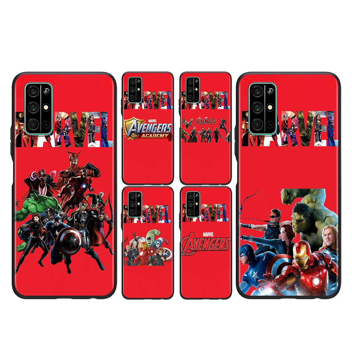 

For Honor Play 3E 8S 8C 8X 8A 8 7S 7A 7C MAX Prime Pro 2019 2020 Black Phone Case -Marvel The Avengers Soft Silicone Cover