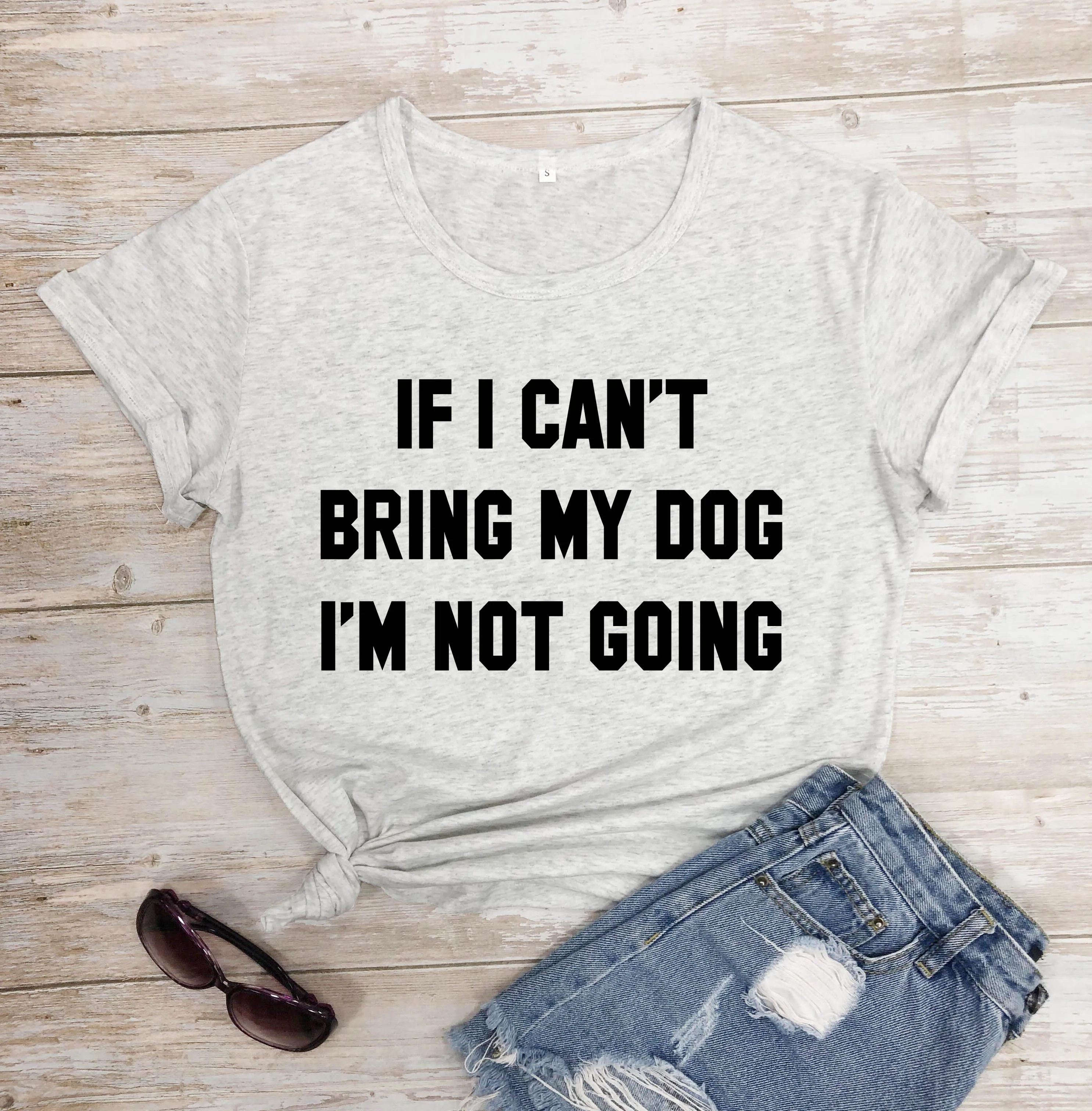 Футболка с надписью IF I't BRING MY DOG I'M NOT GOING, забавные повседневные футболки с круглым вырезом, подарок для влюбленных, хлопок, топы в подарок для влюбленных - Цвет: marble--black text