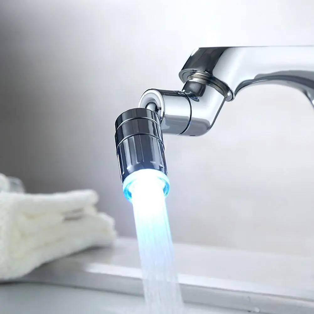 

LED Tap Aerator 720 Rotation Universal Splash Proof Faucet Swivel Tap Accessory Tap Kitchen Water Bathroom Gadget Nozzle Sa F5A1