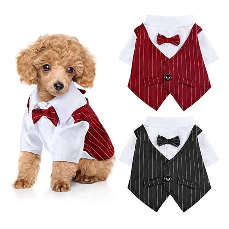 

Pet Costume Dog Suit Formal Tuxedo Gentleman Dog Wedding Party Suit Dog Shirt Puppy Pet Small Dog Clothes with Bow Tie