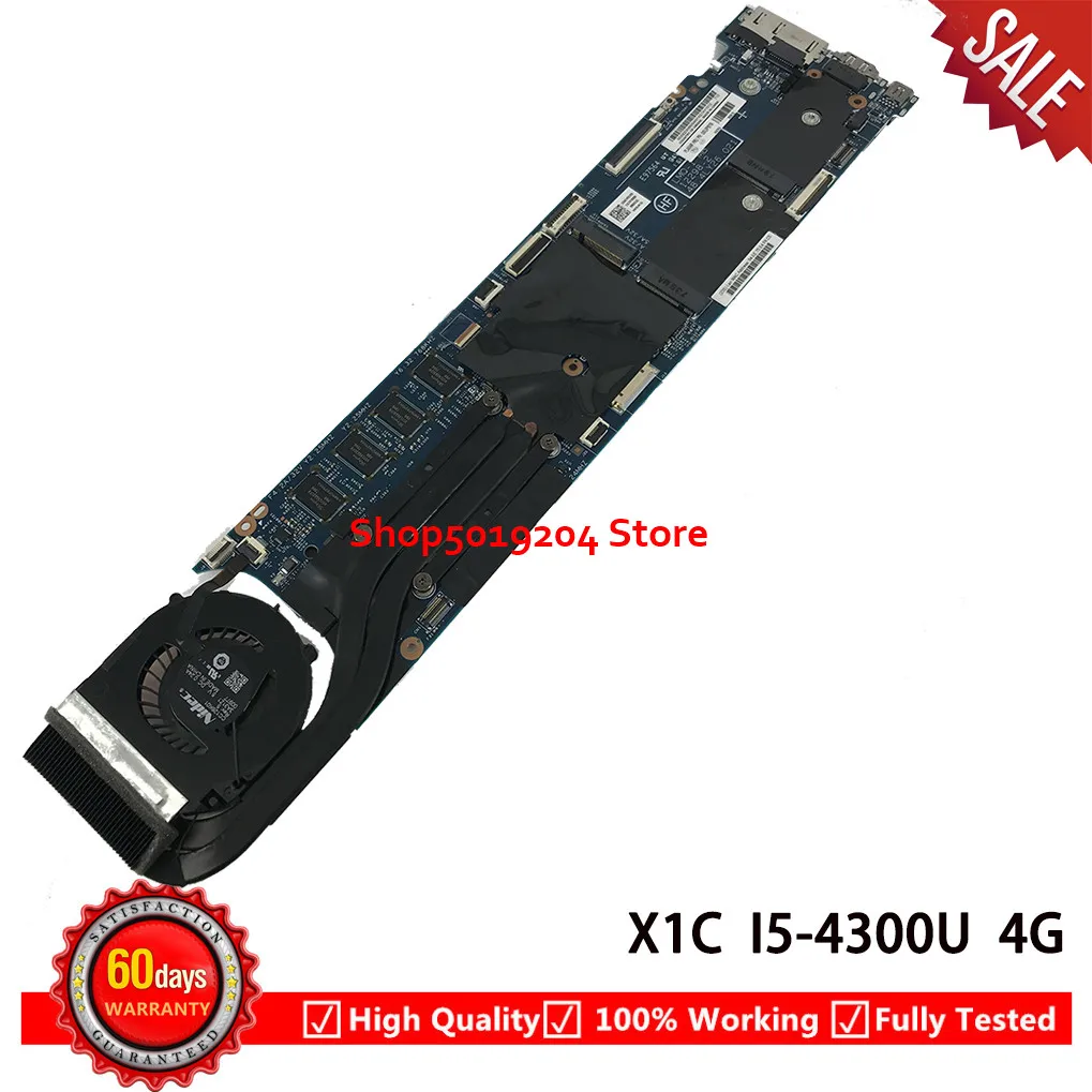 

12298-2 48.4LY26.021 00UP975 For lenovo thinkpad X1C X1 Carbon laptop motherboard LMQ-1 MB with i5-4300 CPU 4G RAM Mainboard