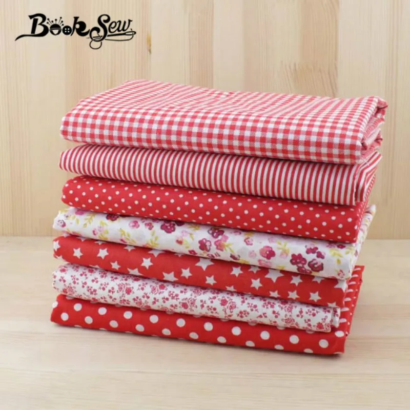 Booksew100% Cotton Fabric 50cmx50cm 7pcs Red Doll Cloth Tilda for Sewing Patchwork Quilting Tissue textiles cheap tecido|cotton fabric|cloth