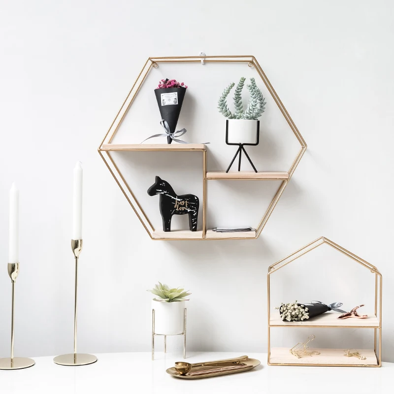 Деревянные золотые стеллажи для хранения подвесной декоративный бокс цветочных