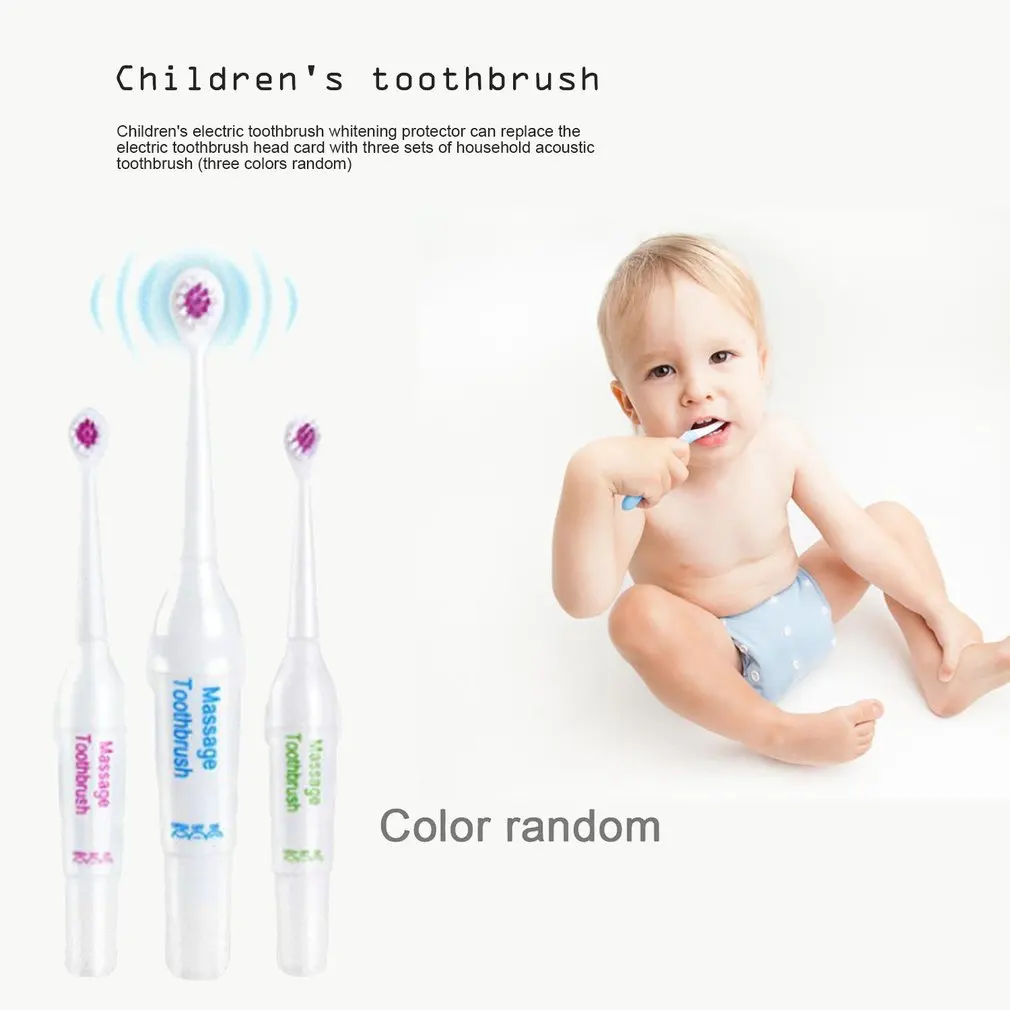Cepillo de dientes el&eacute;ctrico para ni&ntilde;os, dispositivo de higiene bucal, resistente al agua, con bater&iacute;a, tama&ntilde;o compacto, 3 unids/set-0