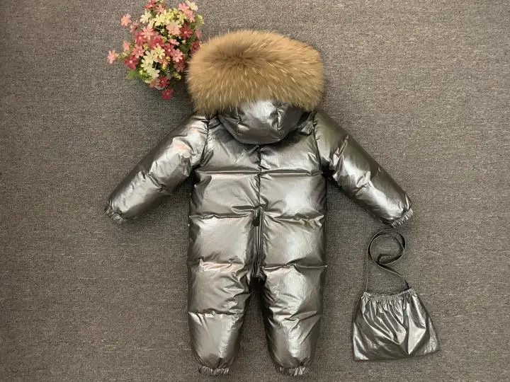 Температуру до-30 градусов, Детский пуховик детская зимняя куртка реального большой меховой воротник для маленьких мальчиков для девочек Комбинезон, теплое платье из плотной ткани, зимний комбинезон Z693
