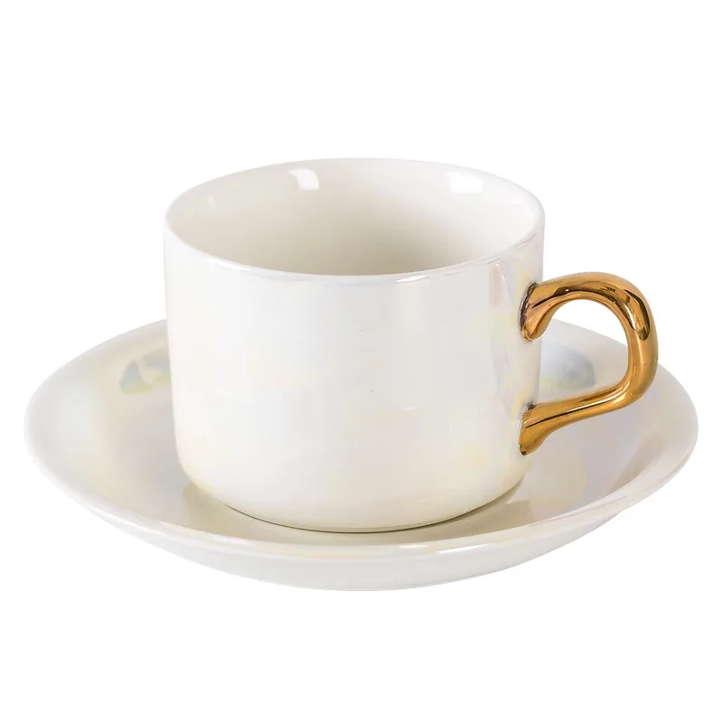 

Simple Modern Coffee Cup Sets Gold Rim Small White Wedding Tea Cup Saucer Spoon Set Ceramic Vintage Xicaras Drinkware EB50BD