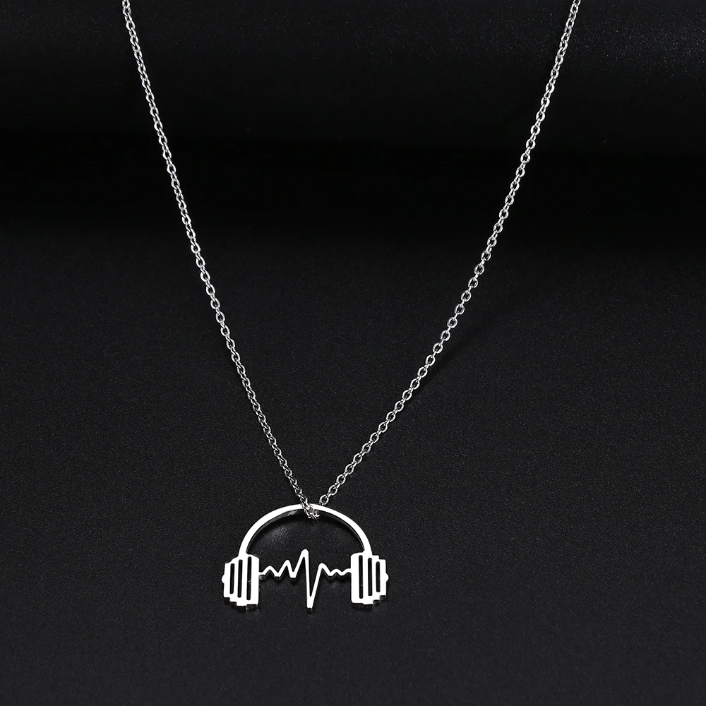 Ожерелья из нержавеющей стали в форме наушников музыкальная цепочка с подвеской