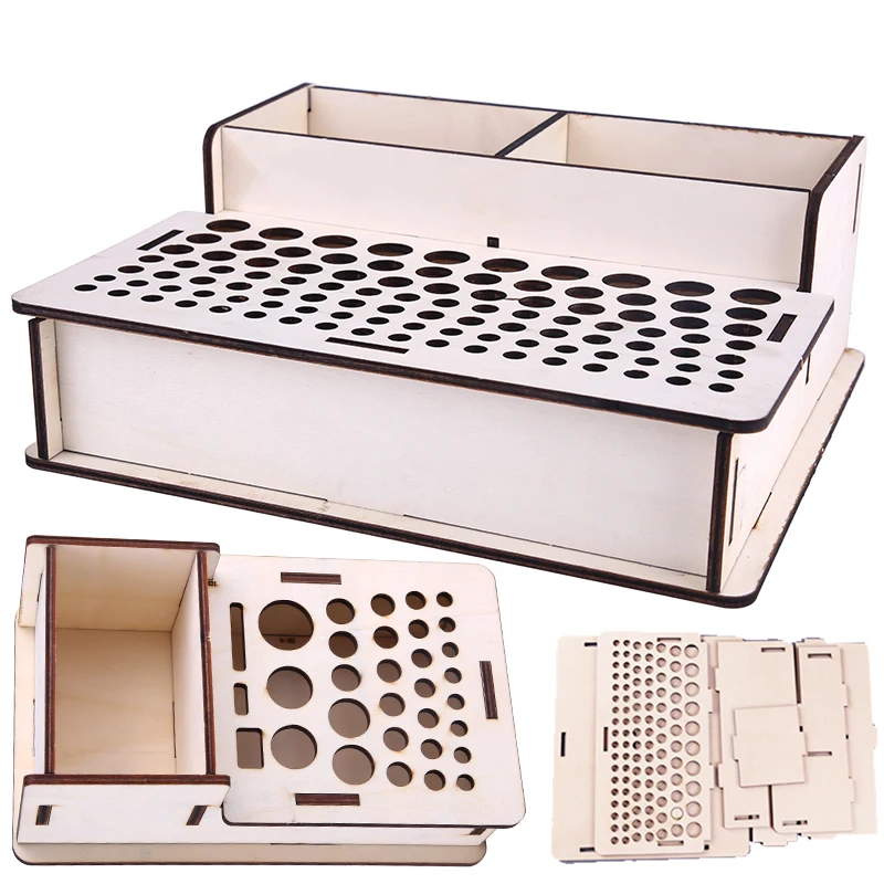 

MIUSIE 1 Pc Wooden Stand Holder Leather Tools Holder Organizer Rack DIY Handmade Tools Storing Leather Tool Storage Box