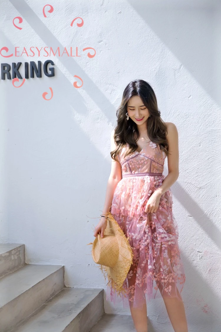 

EASYSMALL Women dress Fashion Summer Flowers Clothing Backless high-end Slim tight party evening High Waist sleeveless Dresses