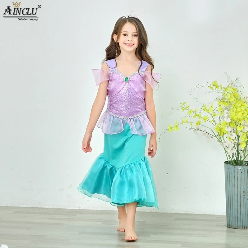 

Princess Ariel Dress For Baby Girl Little Mermaid Fancy Party Costumes Cosplay Summer Clothing Sleeveless Dresses