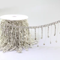 1yard shiny crystal tassel style glass bead chain rhinestone fringe trim sew on clothing wedding boots garment bag pendant decor