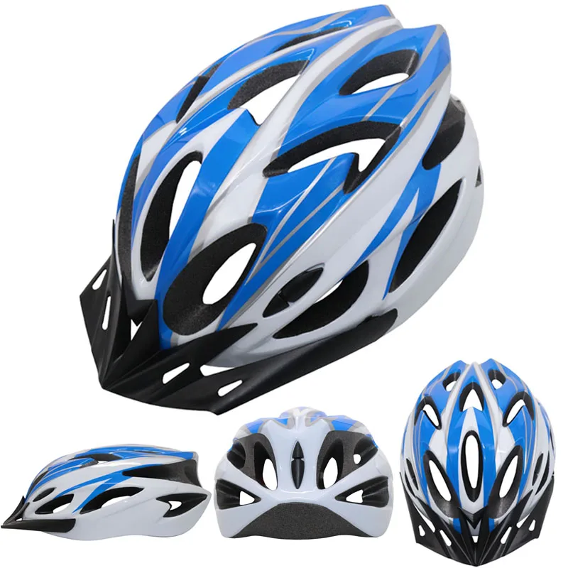 blue white Велосипедный шлем интегрально-Формованный супер светильник MTB Горный Дорожный велосипедный шлем для женщин и мужчин Casco Ciclismo Capacete 56-63 см - Цвет: blue white