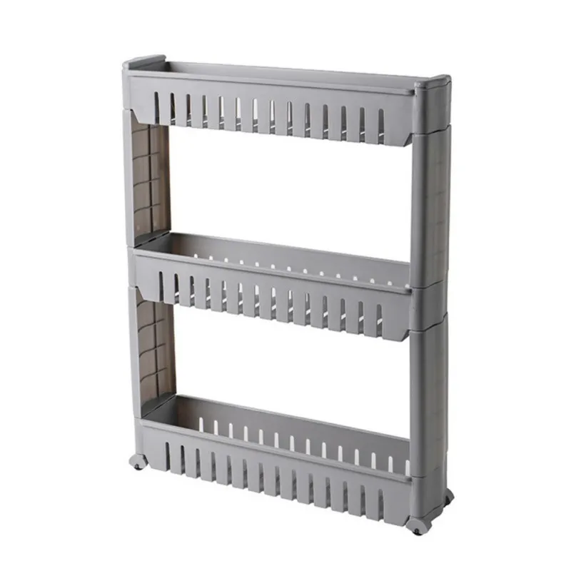

Kitchen Shelf Food Storage Rack Bathroom Finishing Slotted Shelf With Wheels On 3 4 Floors Suitable For Kitchen And Bathroom