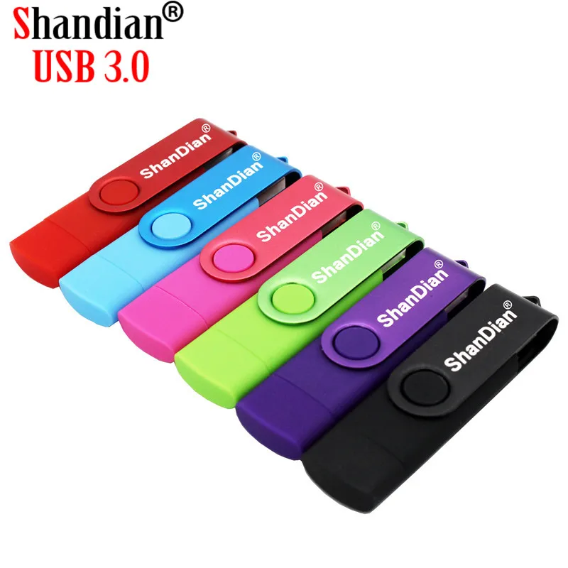 Флеш-накопитель SHANDIAN USB 3 0 OTG 4 ГБ 8 16 32 64 флешка для смартфонов Android металлическая