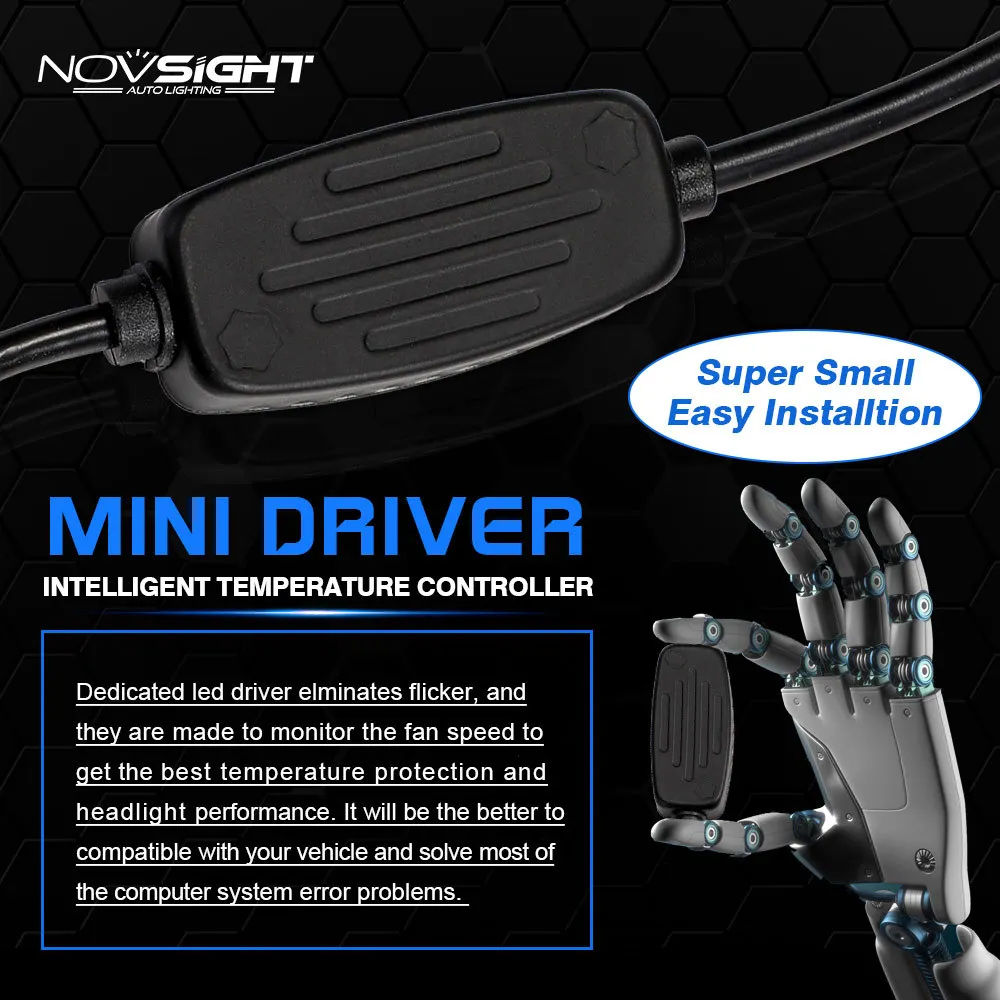 NOVSIGHT H4 светодиодный H7 H1 H3 H11 H8 H9 H13 9005 9006 9007 60 Вт 18000LM Автомобильные фары 12 В турбо