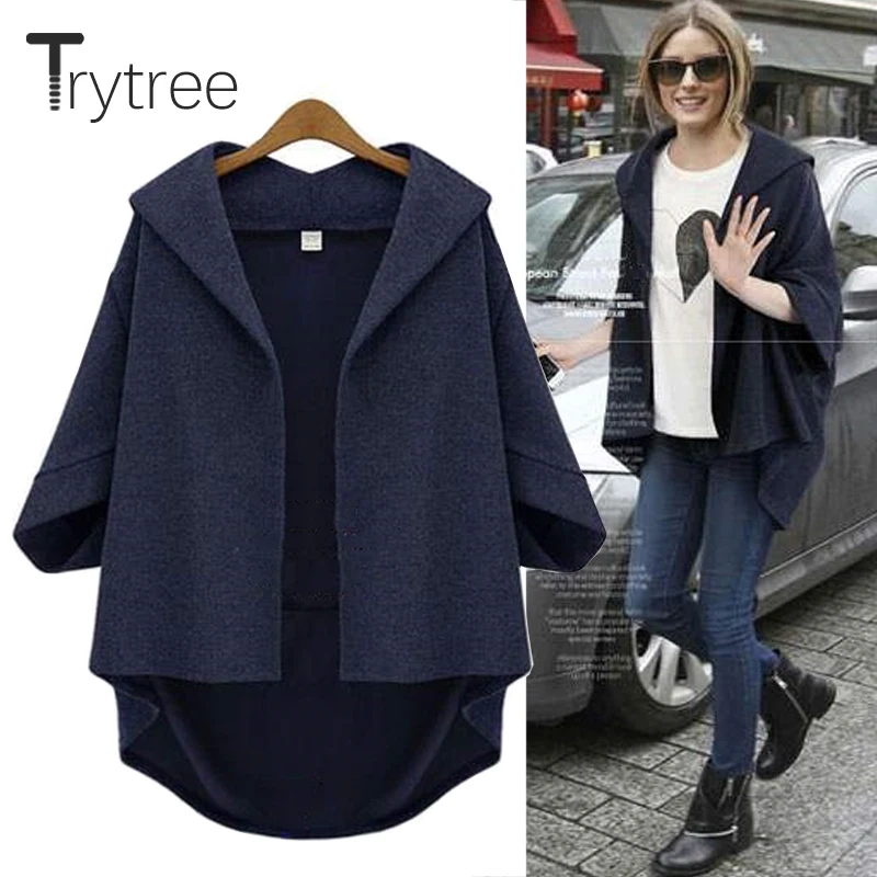Trytree/2019 осенне зимнее женское пальто повседневное однотонное с отложным