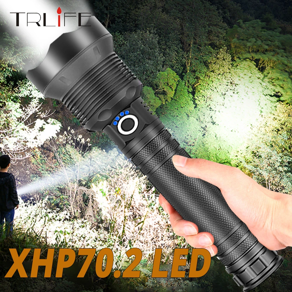Мощный светодиодный фонарик XHP70 XHP50 Перезаряжаемый USB масштабируемый XHP70.2 18650 26650