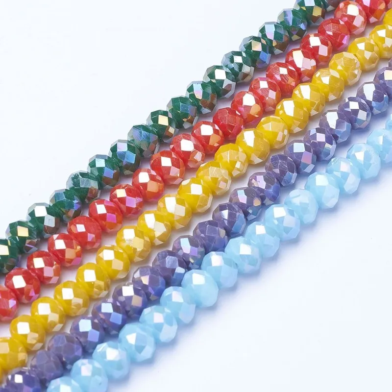 

10 Strands 6x5mm Electroplate Glass Beads Strands Loose Spacer Bead AB Color Plated Faceted for Jewelry Making DIY Bracelet