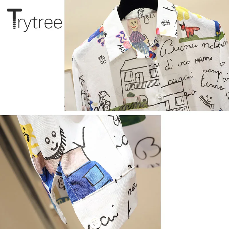 Комплект из двух предметов Trytree Женский Повседневная Блузка с отложным