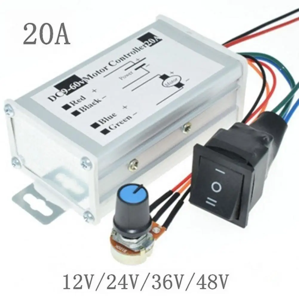 

Motor Speed Regulator Reversible Switch High Power Stable 9V-60V Max 20A PWM Motor Speed Controller