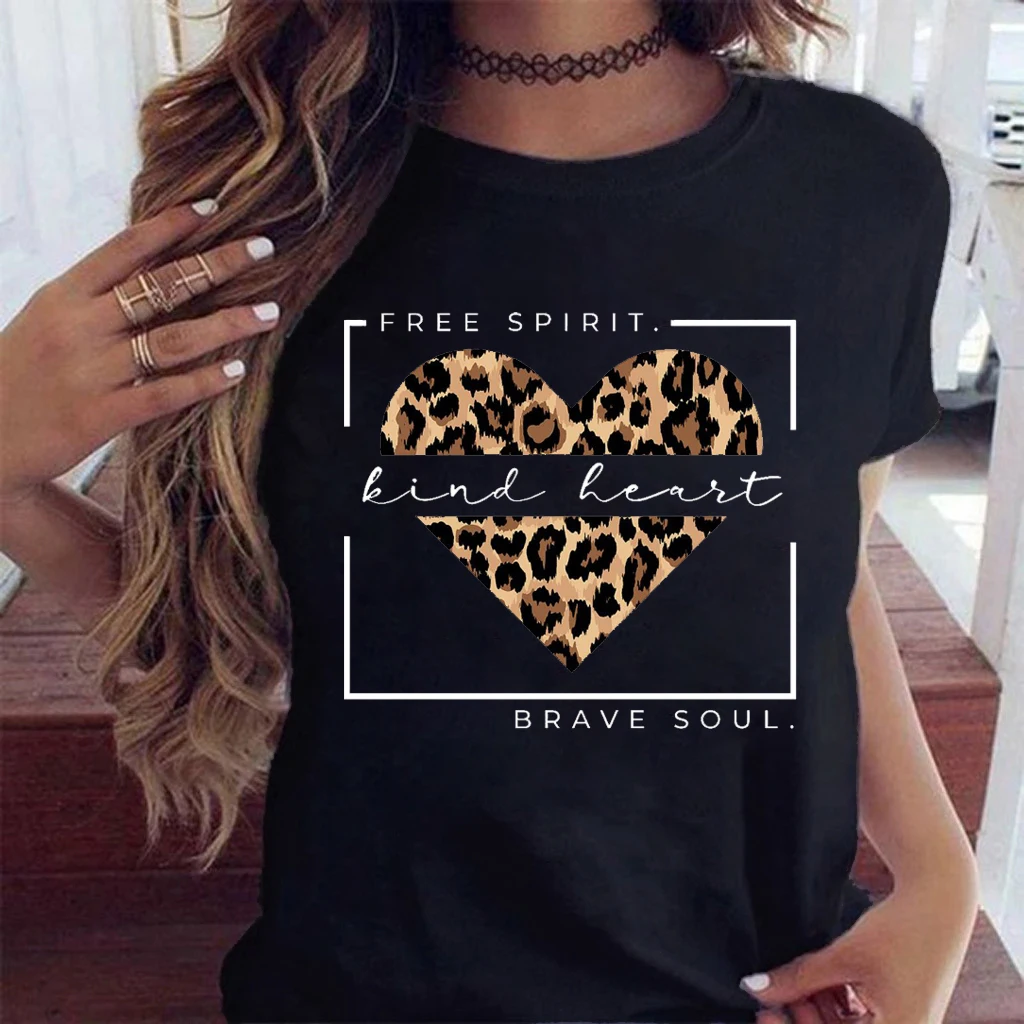 

2021 summer new leopard print T-shirt cartoon print clothes top
