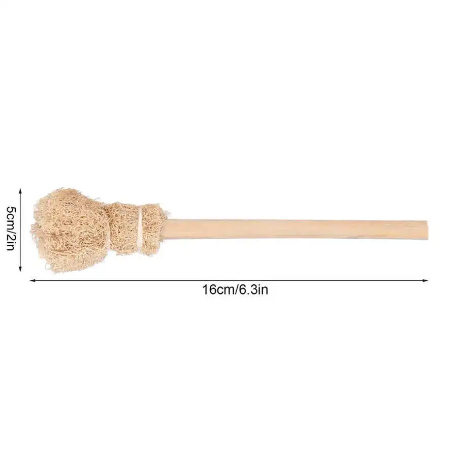 Щетка для чистки чайников из натуральной люфы с бамбуковой ручкой без