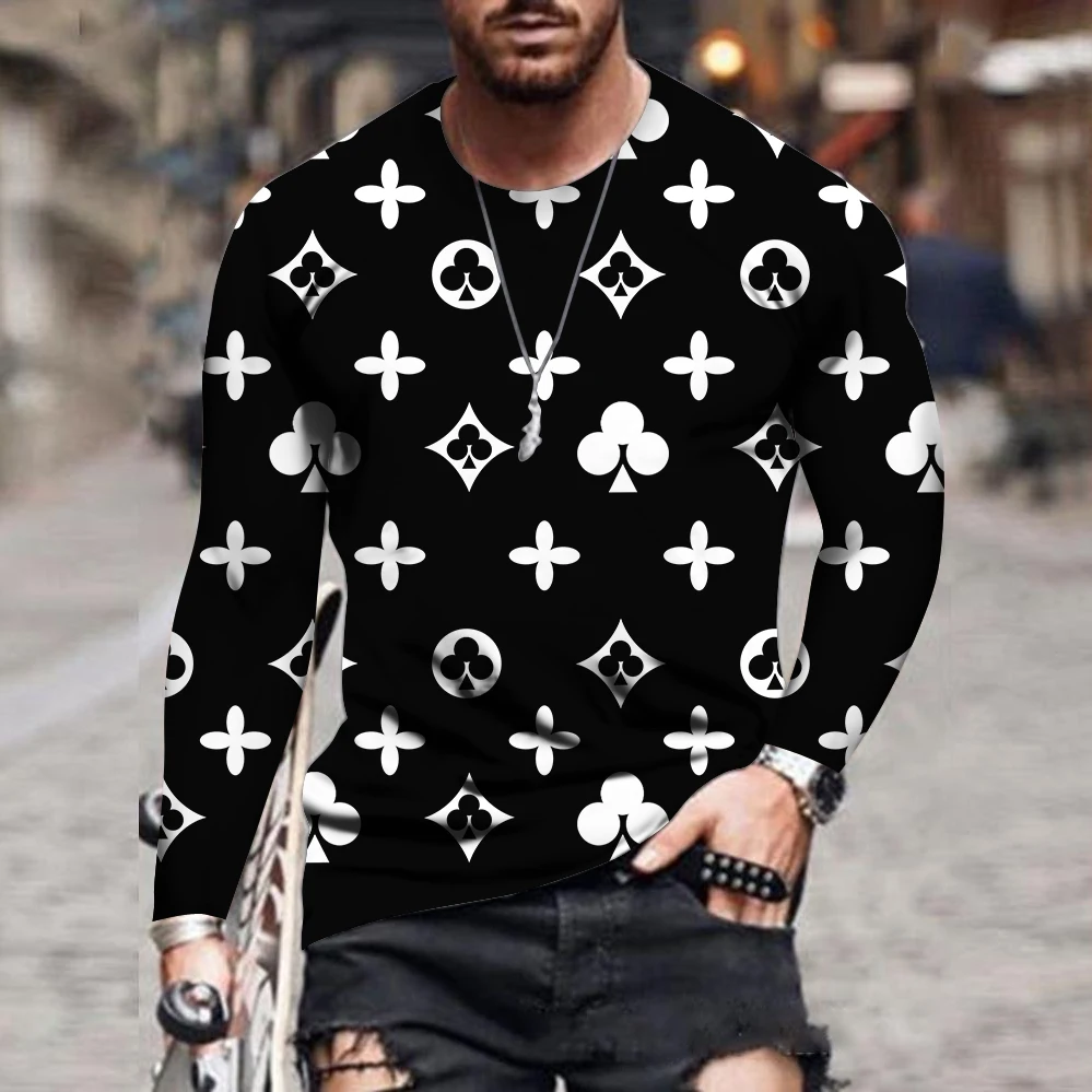 

Men's 2021 3D printed round neck, long sleeves, breathable street wear stitching size XXS-6XL Fall Fashion