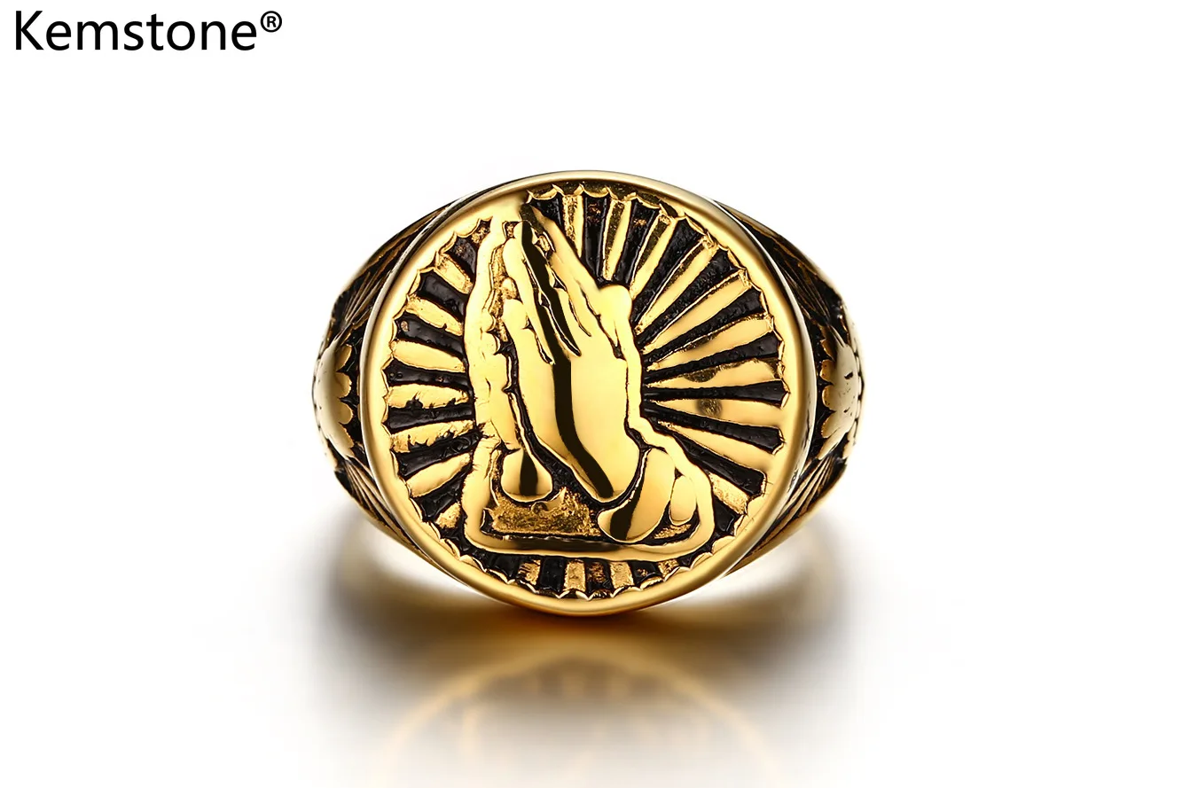 Мужское кольцо из нержавеющей стали золотого цвета | Украшения и аксессуары