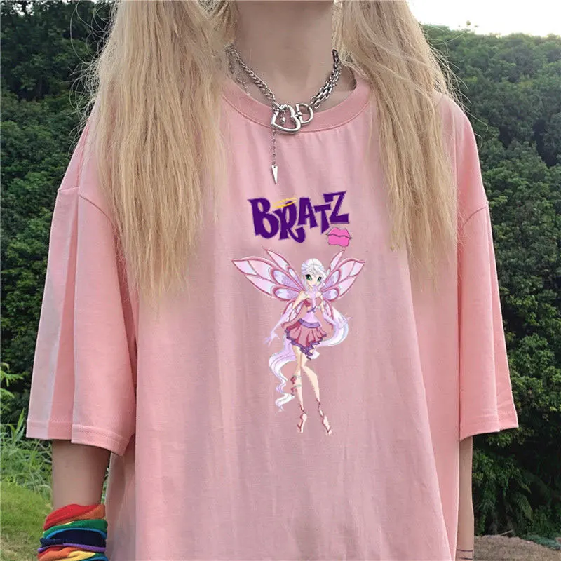 

2021 Summer Ladies T-shirt Letter Casual White Fashion Harajuku Short Sleeve Print Y2k Graphic Streetwear Oversized T-shirt