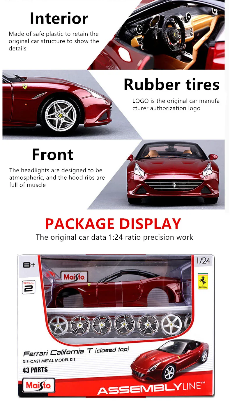 Maisto 1:24 La Ferrari 8 стилей Ferrari Сборная модель автомобиля из сплава в сборе DIY игрушка инструмент Мальчик Игрушка Подарочная коллекция
