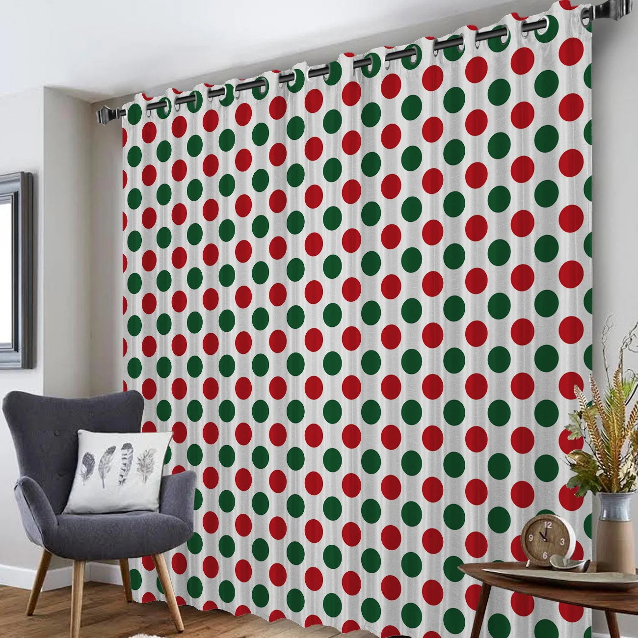 Красный и зеленый горошек украшения Рождественская Геометрическая комната