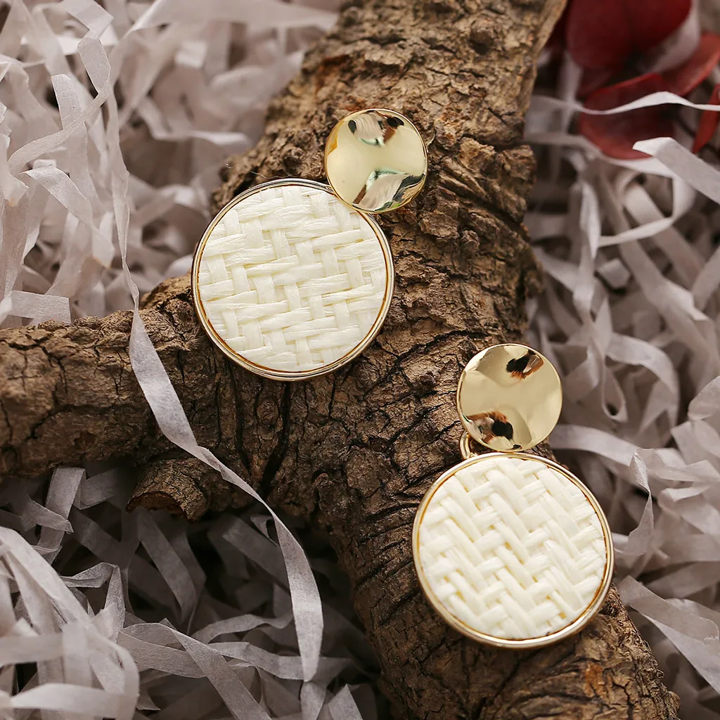 Корейские массивные деревянные серьги уксусная кислота геометрические круглые