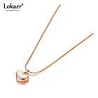 Цепочка Lokaer N20261 для женщин из нержавеющей титановой стали, ожерелье с изящной подвеской в форме сердца, модное богемное ожерелье с белыми ракушками для девушек
