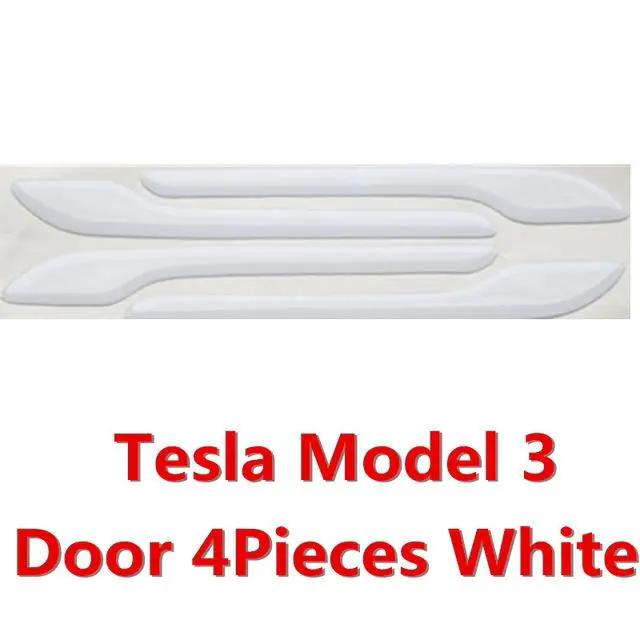 Для Tesla модель 3 Автомобильная дверная ручка обёрточная набор цветной чехол наклейки дверная ручка 3D PU наклейка для Tesla аксессуары - Название цвета: 4pcs White