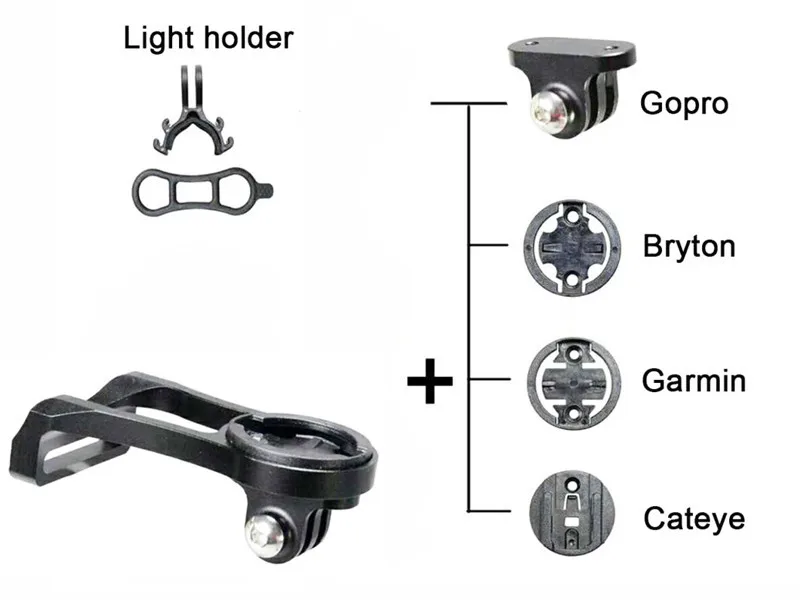 Велосипедный компьютер, держатель для камеры, Передний Велосипед, крепление на руль, аксессуары для iGPSPORT Garmin Bryton для мобильного телефона GoPro - Цвет: black