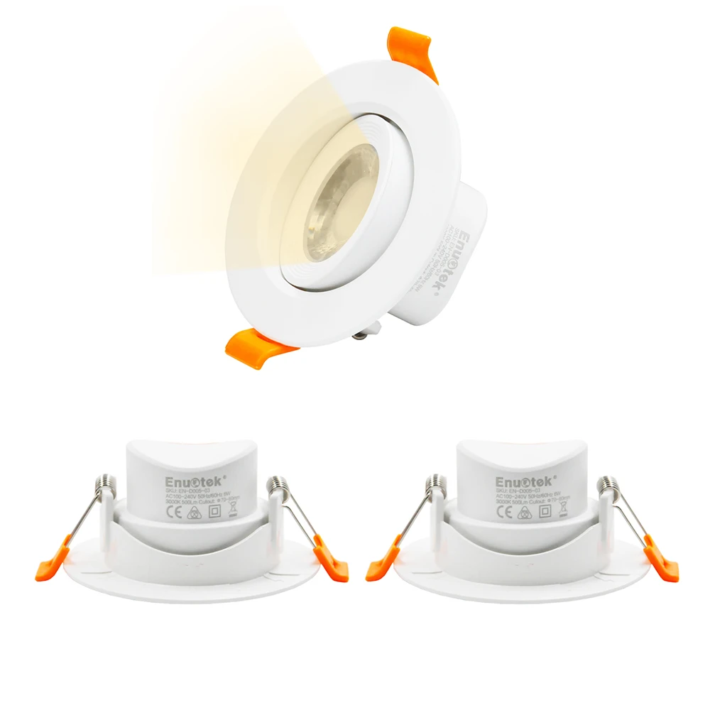 

6W LED Recessed Ceiling Lights Halogen Replacement Small Downlights Warm White 3000K, Cut Hole Diameter 70-80MM AC100~240V