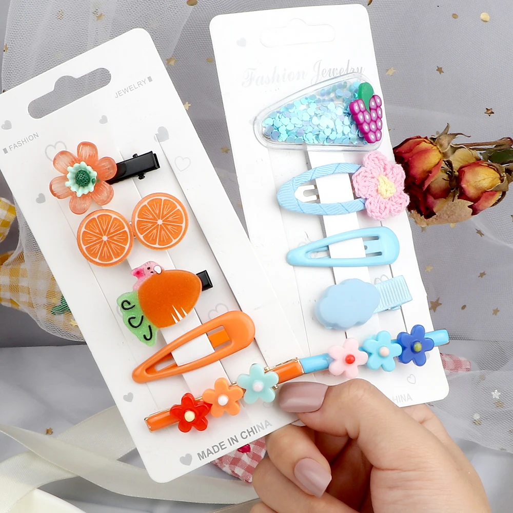 Ful Quicksand Fruit Sequins Hairpin Acrylic Flower Carrot Barrette Headwear For Girl Kid Gift